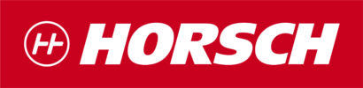Logo HORSCH outline white on red CMYK