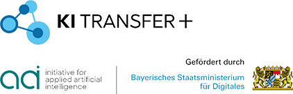 KI Transfer Plus Logo, gefördert durch das Bayerische Staatsministerium für Digitales